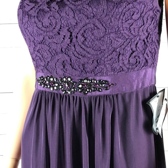 ADRIANNA PAPELL One-shoulder Lace & Tulle Party Dress, Currant NWT 6 - Picture 10 of 10